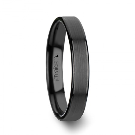 VULCAN Flat Black Tungsten Ring with Brushed Center & Polished Edges - 4mm - 12mm